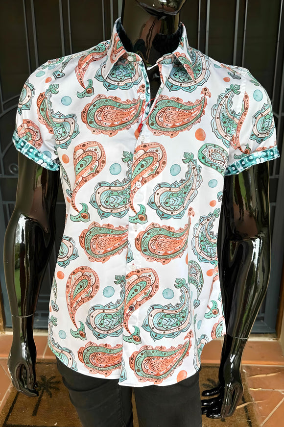 JOHN LENNON Mens Hadley Short Sleeve Paisley Shirt - White, MENS SHIRTS, JOHN LENNON, Elwood 101