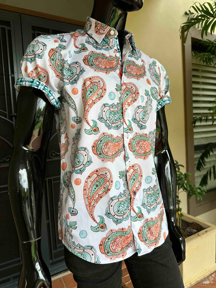 JOHN LENNON Mens Hadley Short Sleeve Paisley Shirt - White, MENS SHIRTS, JOHN LENNON, Elwood 101