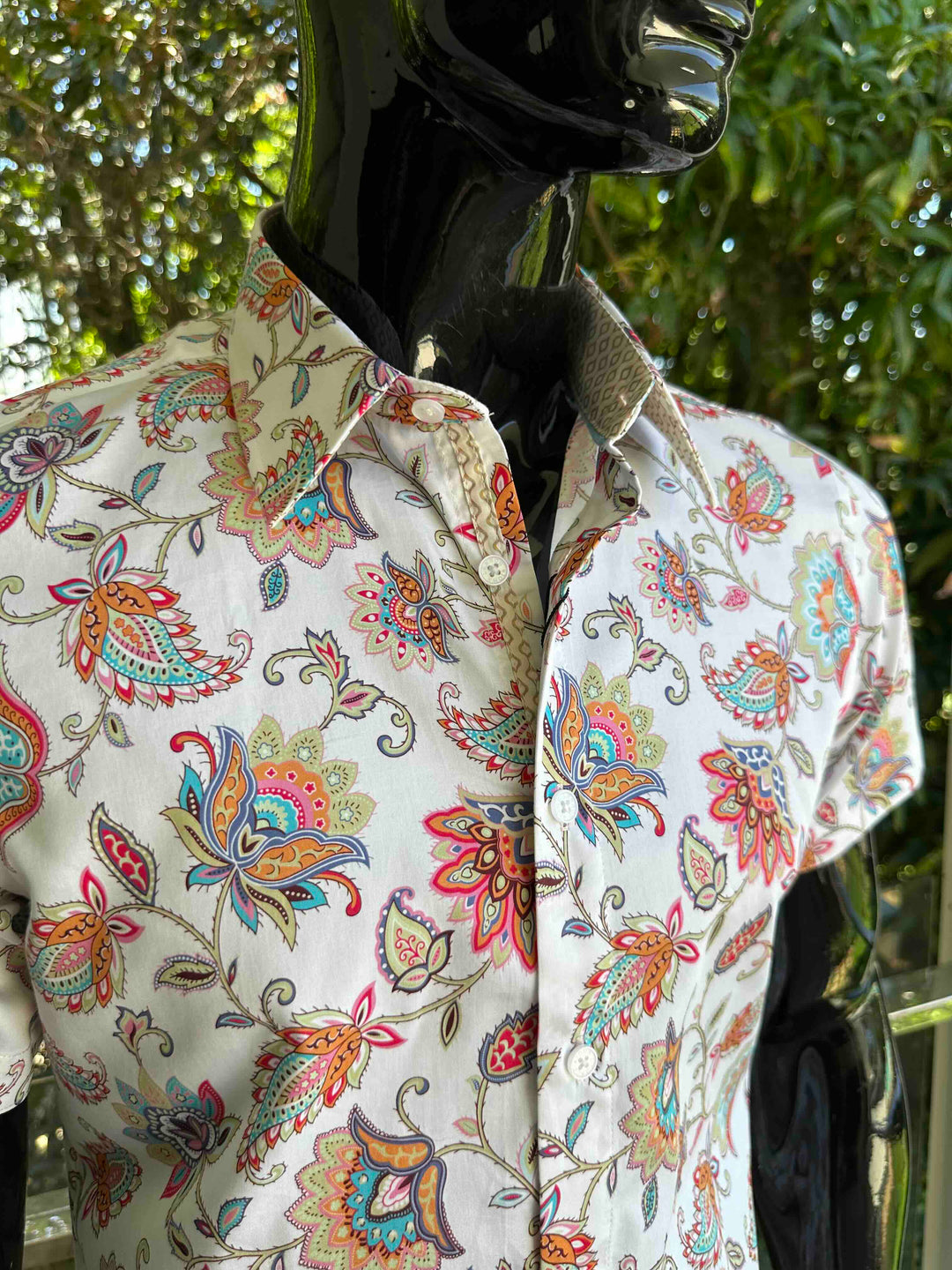 JOHN LENNON Mens Handley Short Sleeve Paisley Shirt in White