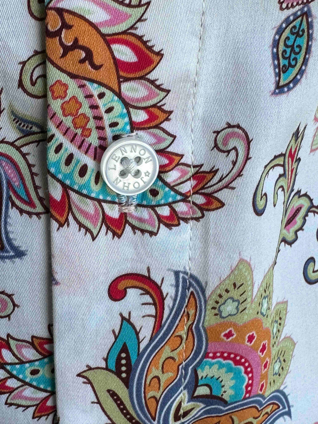 JOHN LENNON Mens Handley Short Sleeve Paisley Shirt in White