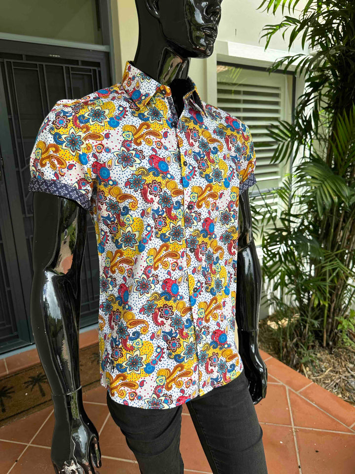 JOHN LENNON Mens Harrow Short Sleeve Shirt - Multi, MENS SHIRTS, JOHN LENNON, Elwood 101