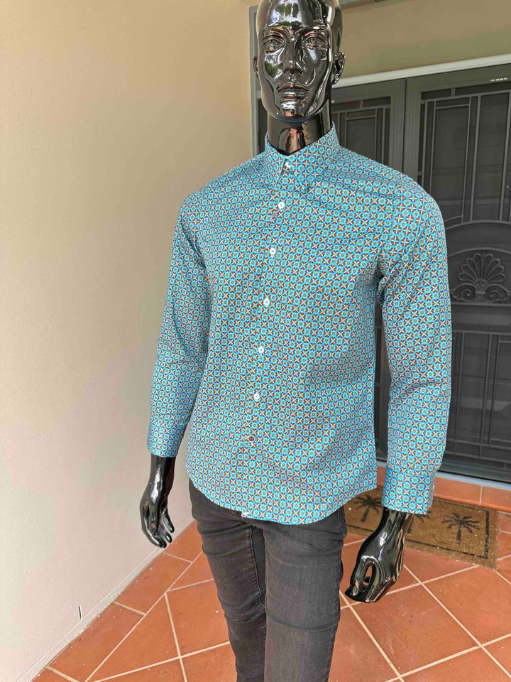 JOHN LENNON Mens Harrowgate Long Sleeve Shirt - Turquoise, MENS SHIRTS, JOHN LENNON, Elwood 101