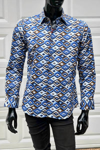 JOHN LENNON Mens Hindley Long Sleeve Shirt - Sky