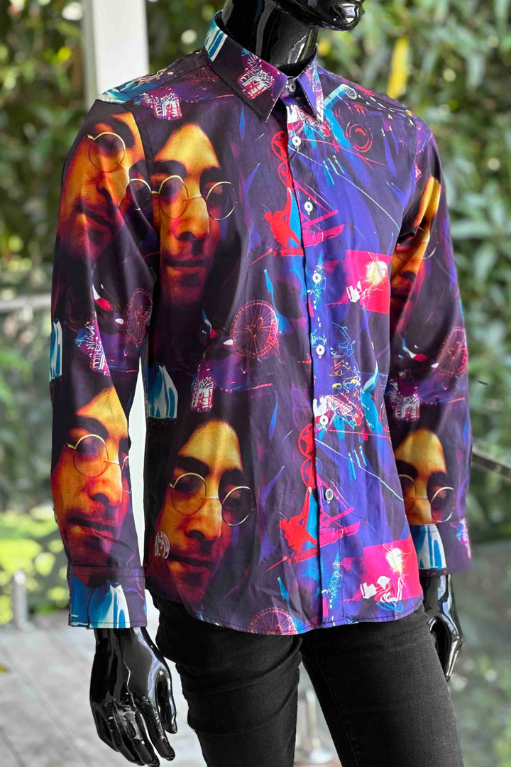 JOHN LENNON Mens John Long Sleeve Shirt in Multi, MENS SHIRTS, JOHN LENNON, Elwood 101