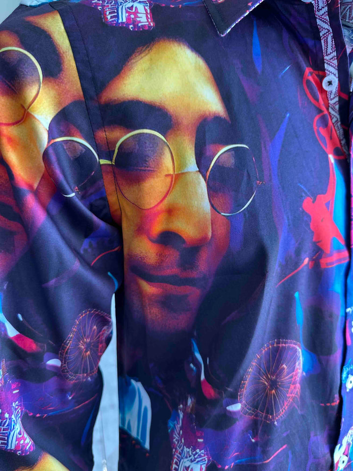 JOHN LENNON Mens John Long Sleeve Shirt in Multi, MENS SHIRTS, JOHN LENNON, Elwood 101