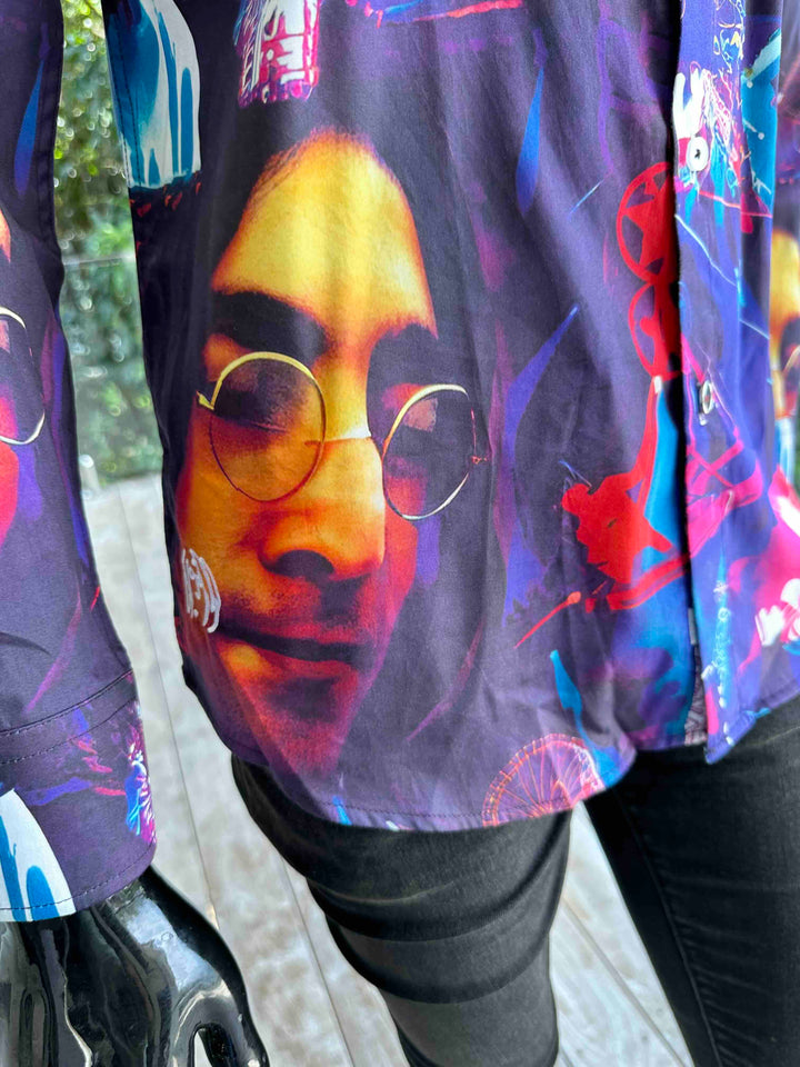 JOHN LENNON Mens John Long Sleeve Shirt in Multi, MENS SHIRTS, JOHN LENNON, Elwood 101