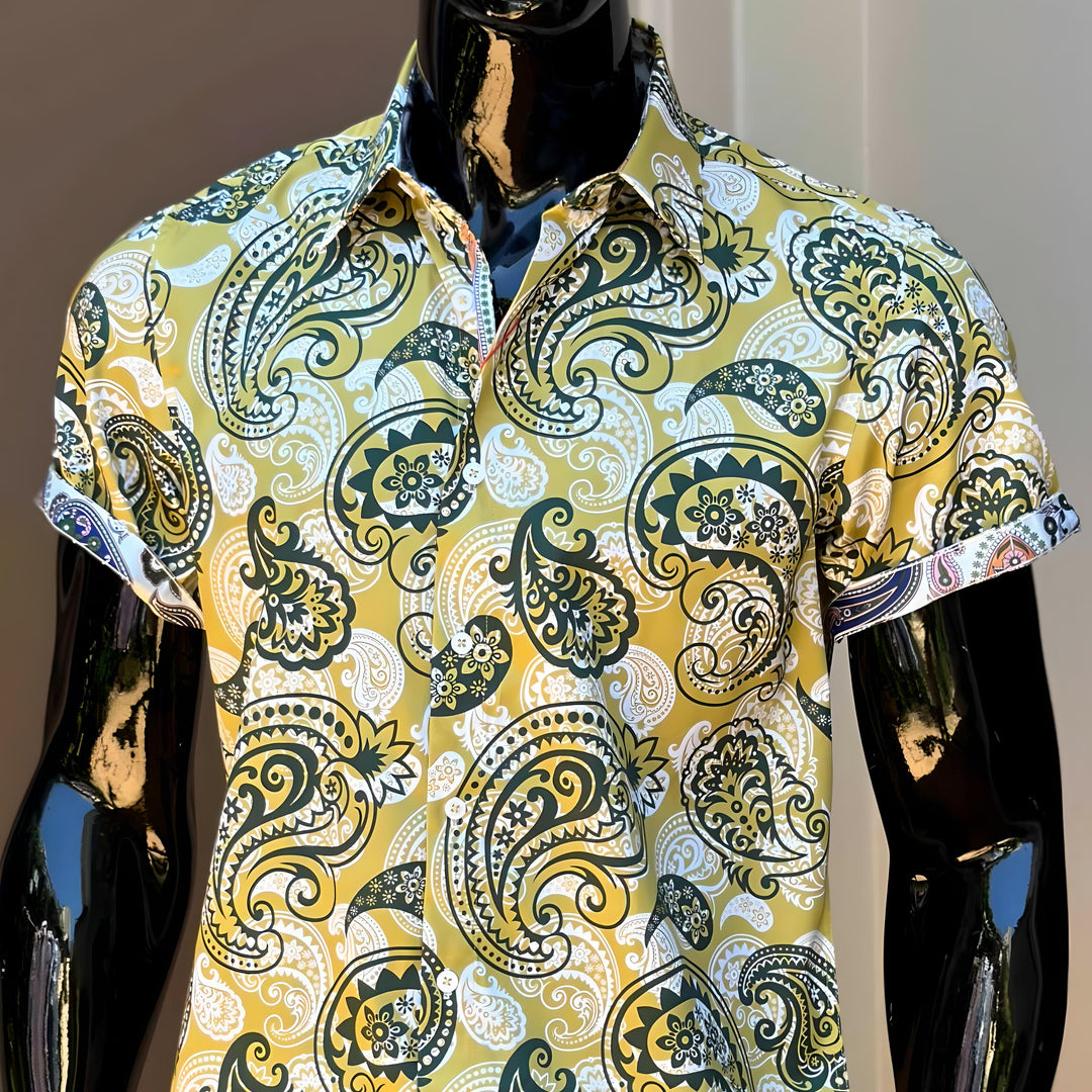 JOHN LENNON Mens King's Lynn Short Sleeve Shirt - Mustard, MENS SHIRTS, JOHN LENNON, Elwood 101