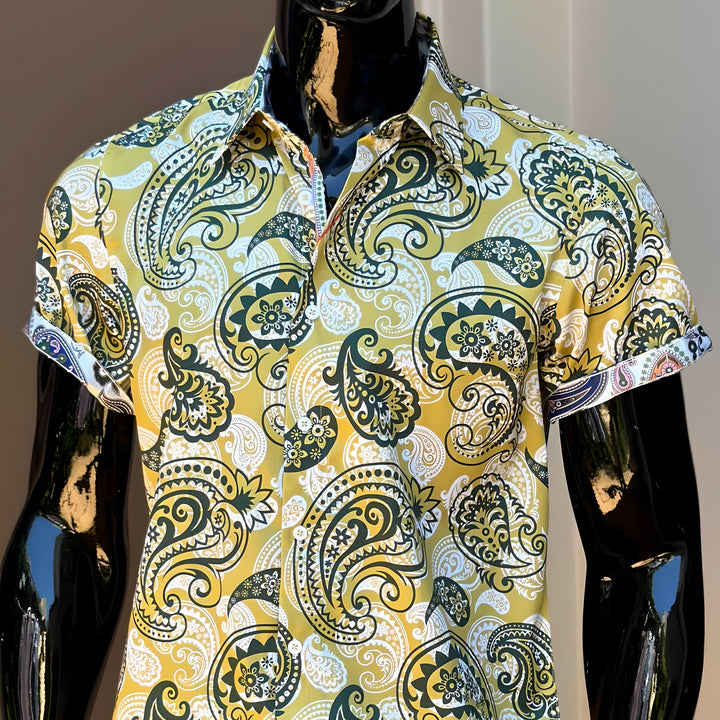 JOHN LENNON Mens King's Lynn Short Sleeve Shirt - Mustard, MENS SHIRTS, JOHN LENNON, Elwood 101