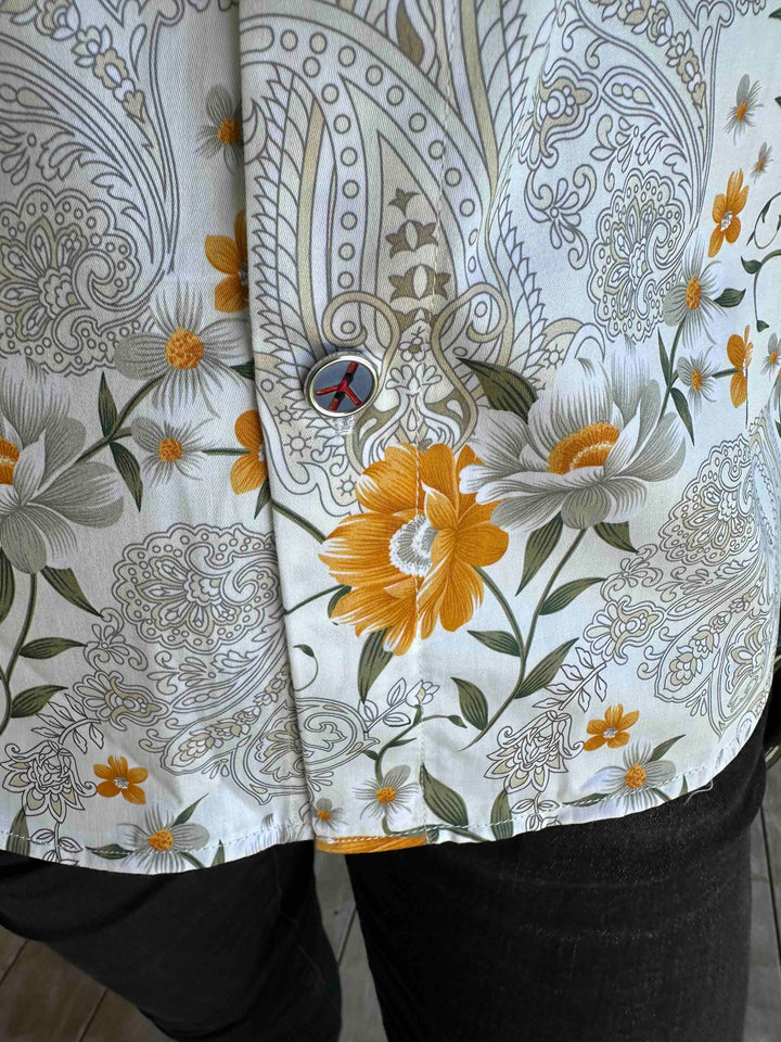 JOHN LENNON Mens Lewes Short Sleeve Paisley Shirt in Amber