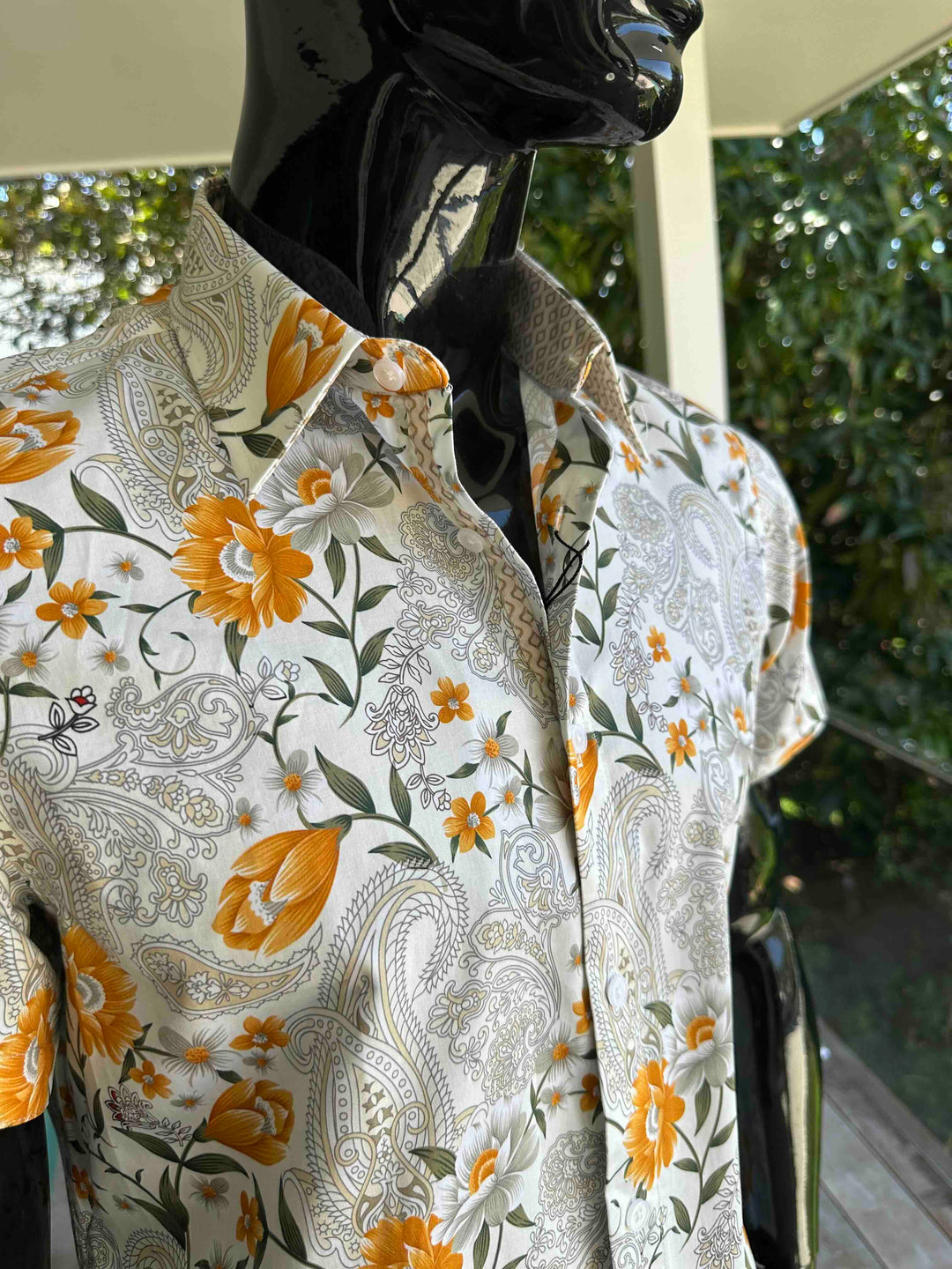 JOHN LENNON Mens Lewes Short Sleeve Paisley Shirt in Amber