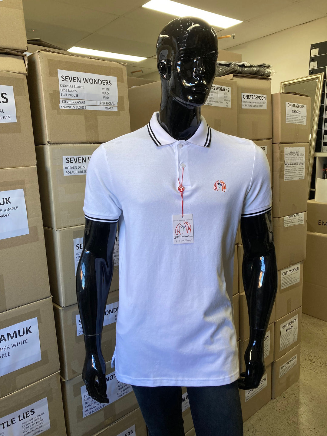 JOHN LENNON Mens Liam Polo Shirt in White, MENS TEE SHIRTS, JOHN LENNON, Elwood 101