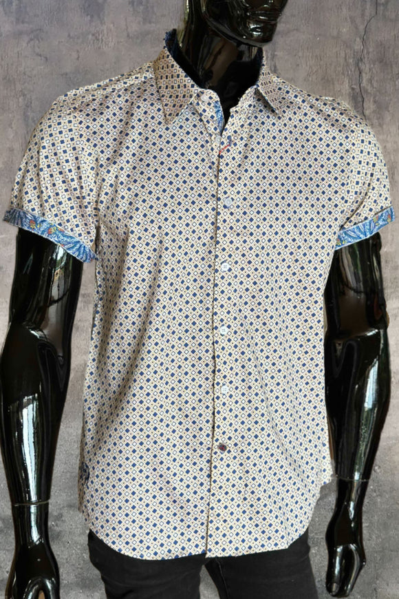 JOHN LENNON Mens Lye Short Sleeve Shirt - Ecru, MENS SHIRTS, JOHN LENNON, Elwood 101