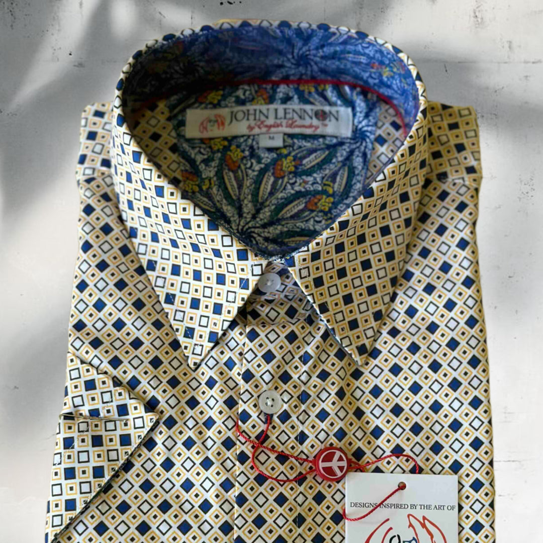 JOHN LENNON Mens Lye Short Sleeve Shirt - Ecru, MENS SHIRTS, JOHN LENNON, Elwood 101