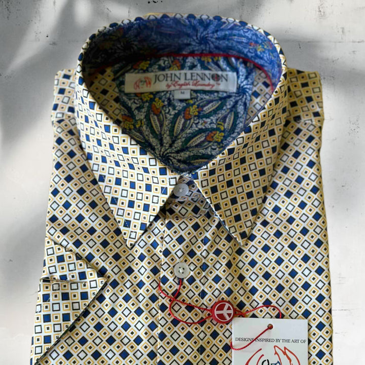 JOHN LENNON Mens Lye Short Sleeve Shirt - Ecru, MENS SHIRTS, JOHN LENNON, Elwood 101