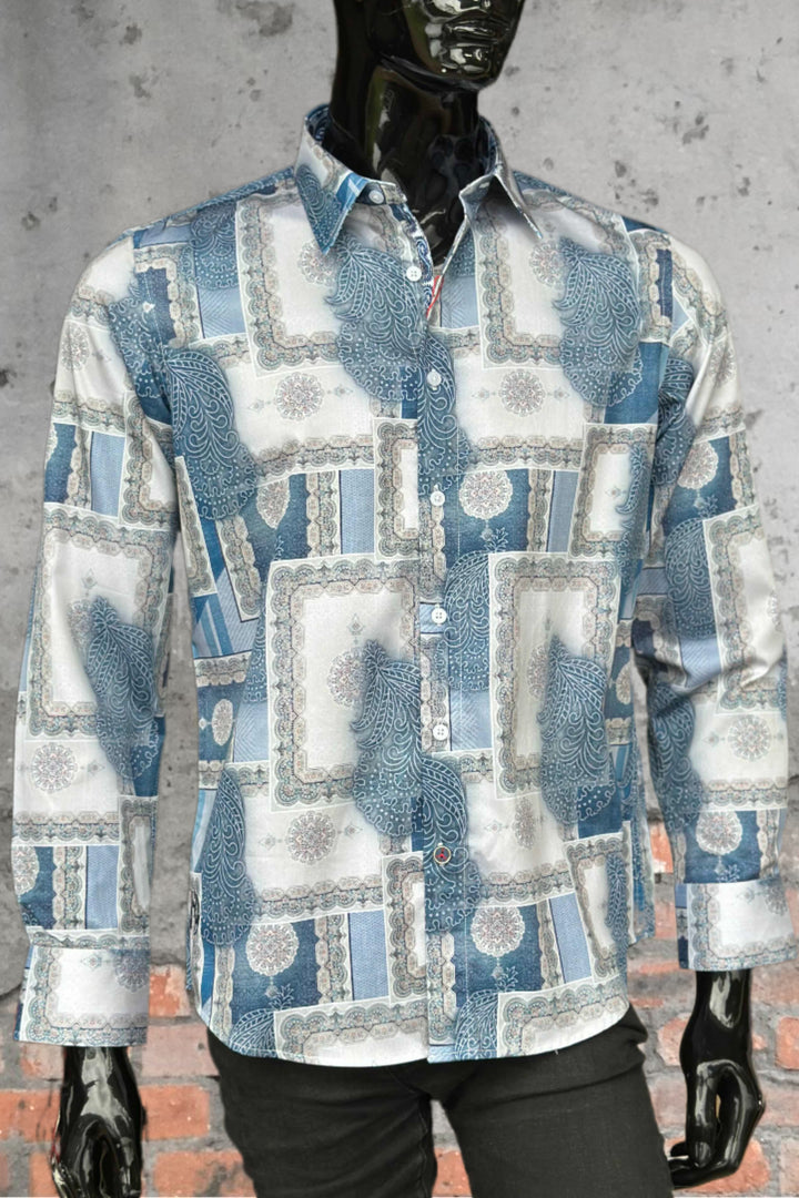 JOHN LENNON Mens Salford Long Sleeve Shirt - Blue Mist, MENS SHIRTS, JOHN LENNON, Elwood 101