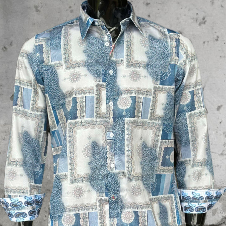 JOHN LENNON Mens Salford Long Sleeve Shirt - Blue Mist, MENS SHIRTS, JOHN LENNON, Elwood 101