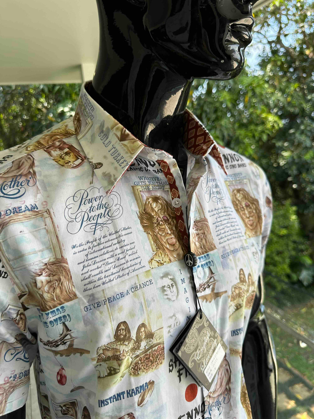 JOHN LENNON Mens Mind Games Short Sleeve Shirt in Putty, MENS SHIRTS, JOHN LENNON, Elwood 101