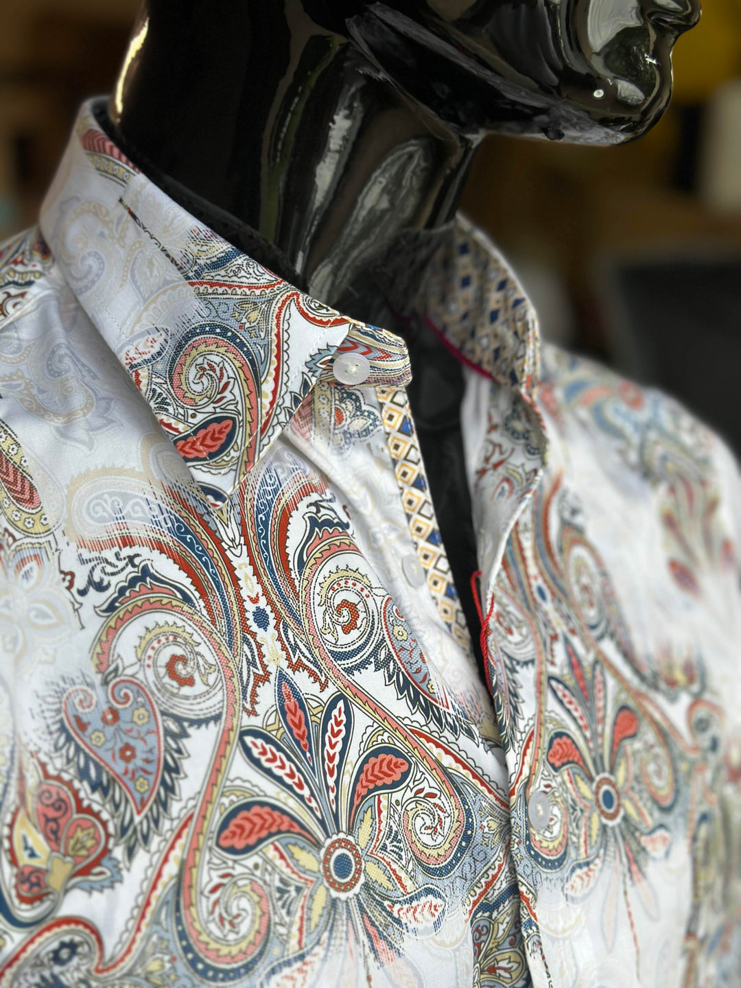 JOHN LENNON Mens Morecombe Paisley Long Sleeve Shirt - White, MENS SHIRTS, JOHN LENNON, Elwood 101