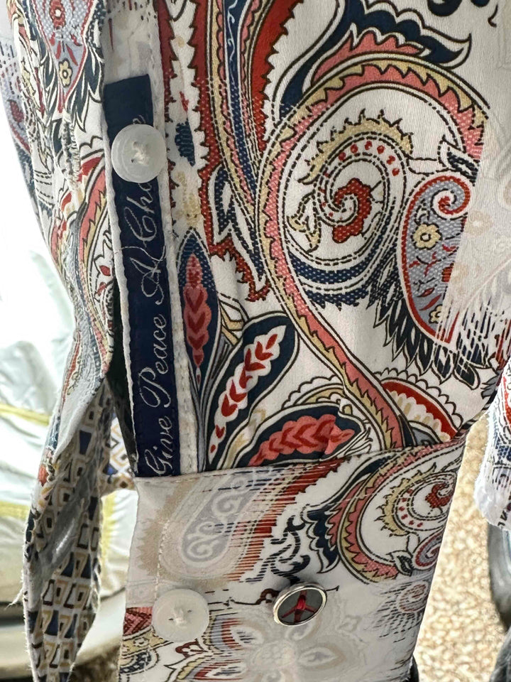 JOHN LENNON Mens Morecombe Paisley Long Sleeve Shirt - White, MENS SHIRTS, JOHN LENNON, Elwood 101