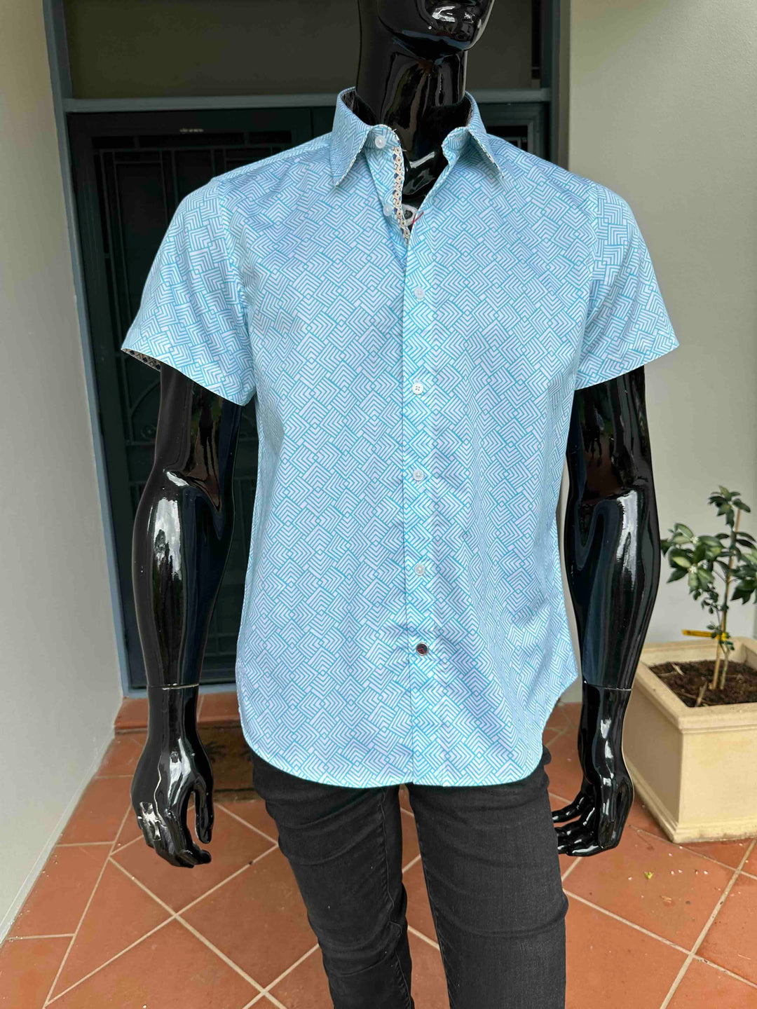 JOHN LENNON Mens Newton Short Sleeve Shirt - Turquoise, MENS SHIRTS, JOHN LENNON, Elwood 101