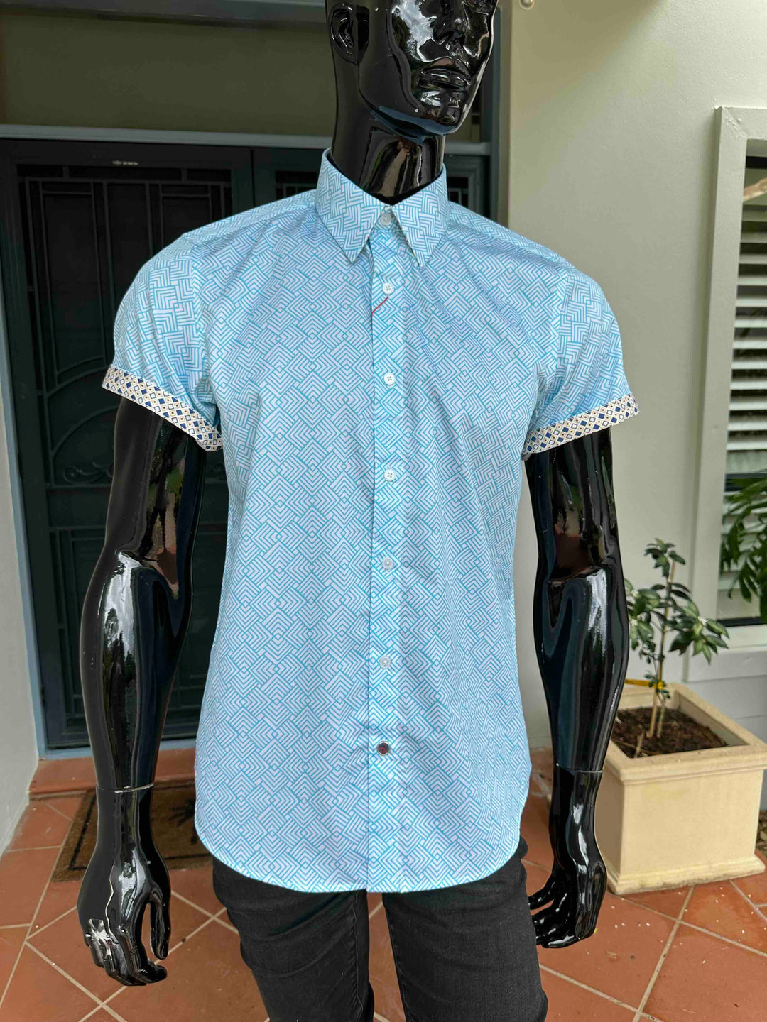 JOHN LENNON Mens Newton Short Sleeve Shirt - Turquoise, MENS SHIRTS, JOHN LENNON, Elwood 101