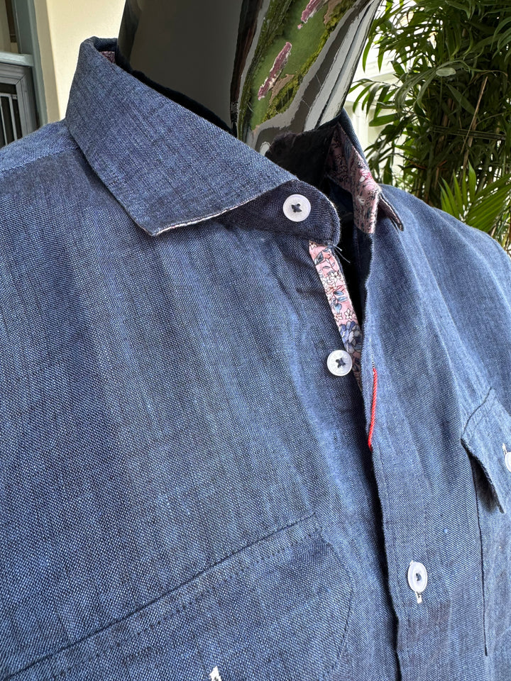 JOHN LENNON Mens Oakwell Short Sleeve Shirt - Navy, MENS SHIRTS, JOHN LENNON, Elwood 101
