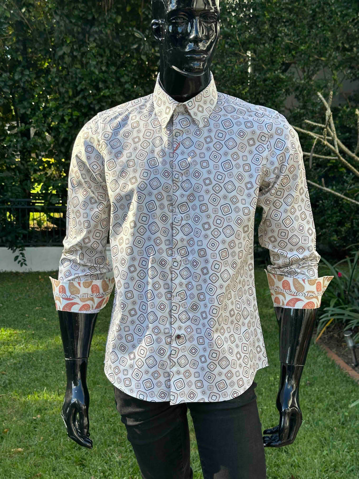 JOHN LENNON Mens Oxford Road Long Sleeve Shirt - Sand, MENS SHIRTS, JOHN LENNON, Elwood 101