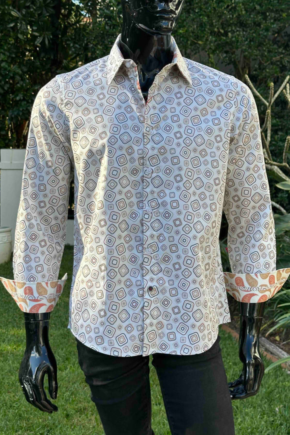 JOHN LENNON Mens Oxford Road Long Sleeve Shirt - Sand, MENS SHIRTS, JOHN LENNON, Elwood 101