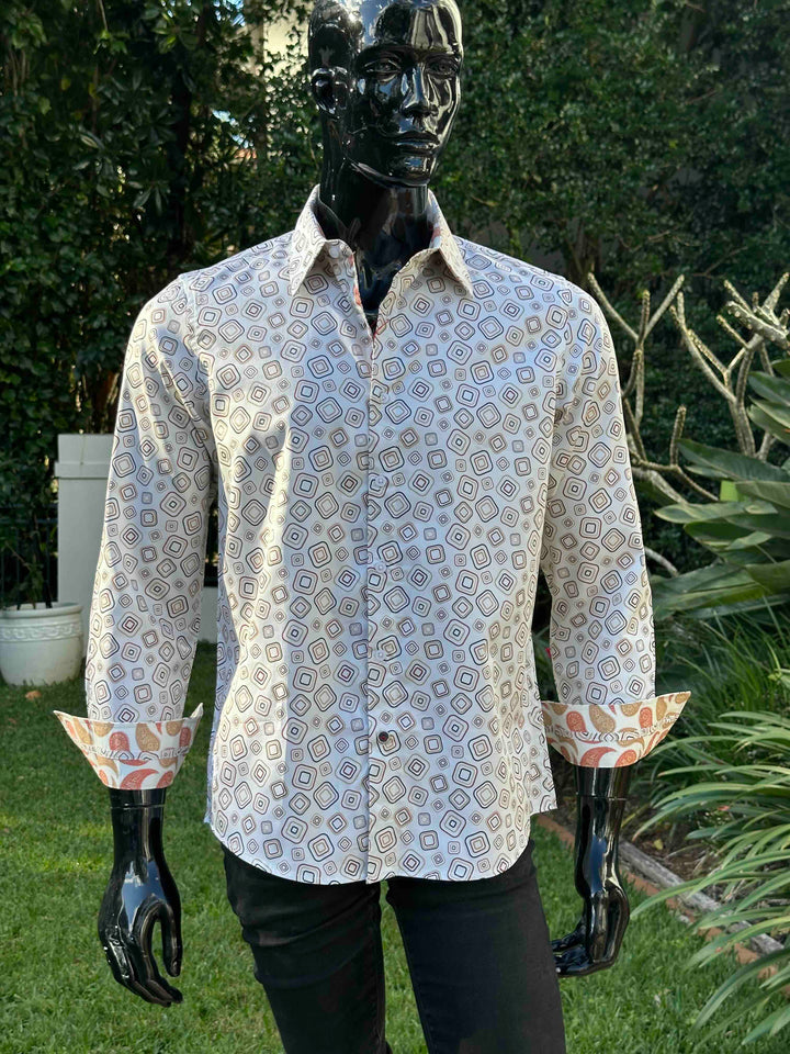 JOHN LENNON Mens Oxford Road Long Sleeve Shirt - Sand, MENS SHIRTS, JOHN LENNON, Elwood 101