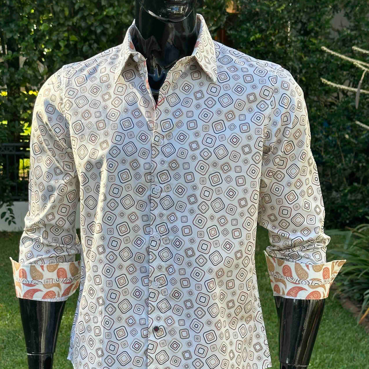JOHN LENNON Mens Oxford Road Long Sleeve Shirt - Sand, MENS SHIRTS, JOHN LENNON, Elwood 101