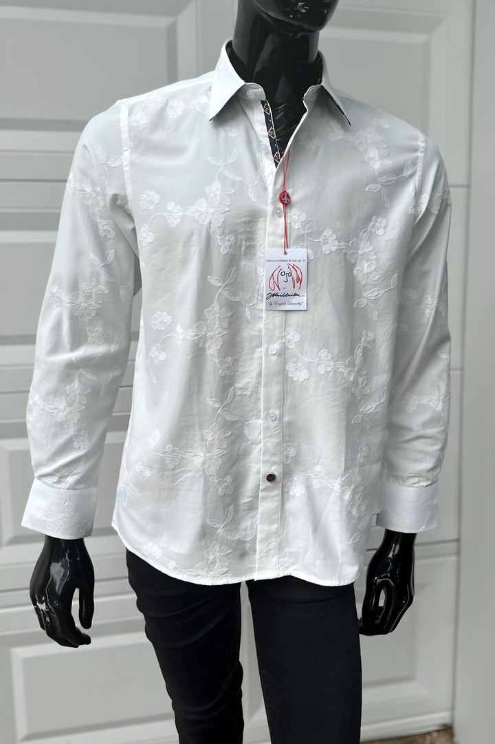 JOHN LENNON Mens Pemperdon Long Sleeve Shirt - White, MENS SHIRTS, JOHN LENNON, Elwood 101
