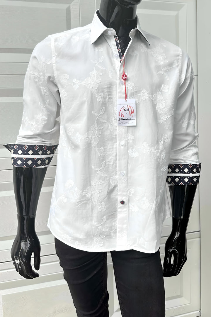 JOHN LENNON Mens Pemperdon Long Sleeve Shirt - White, MENS SHIRTS, JOHN LENNON, Elwood 101