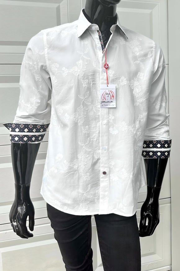 JOHN LENNON Mens Pemperdon Long Sleeve Shirt - White, MENS SHIRTS, JOHN LENNON, Elwood 101