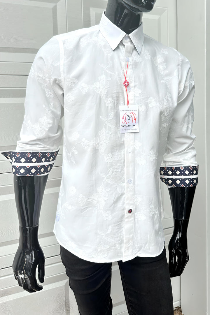 JOHN LENNON Mens Pemperdon Long Sleeve Shirt - White, MENS SHIRTS, JOHN LENNON, Elwood 101