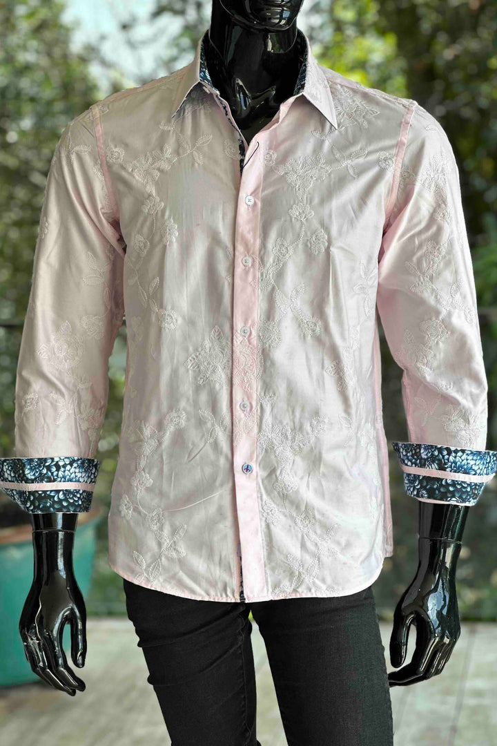 JOHN LENNON Mens Pemperdon Long Sleeve Shirt in Pink, MENS SHIRTS, JOHN LENNON, Elwood 101