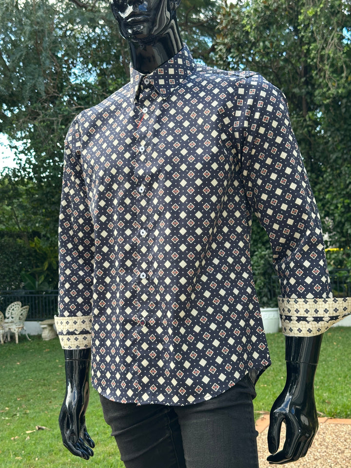 JOHN LENNON Mens Rochdale Long Sleeve Shirt - Ink, MENS SHIRTS, JOHN LENNON, Elwood 101