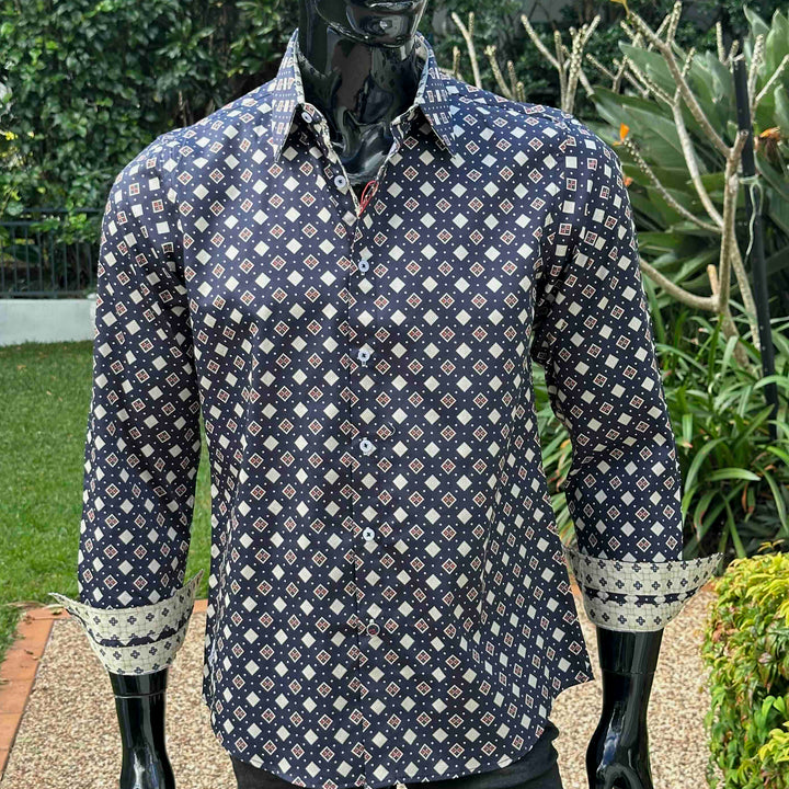 JOHN LENNON Mens Rochdale Long Sleeve Shirt - Ink, MENS SHIRTS, JOHN LENNON, Elwood 101