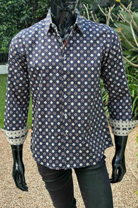 JOHN LENNON Mens Rochdale Long Sleeve Shirt - Ink, MENS SHIRTS, JOHN LENNON, Elwood 101