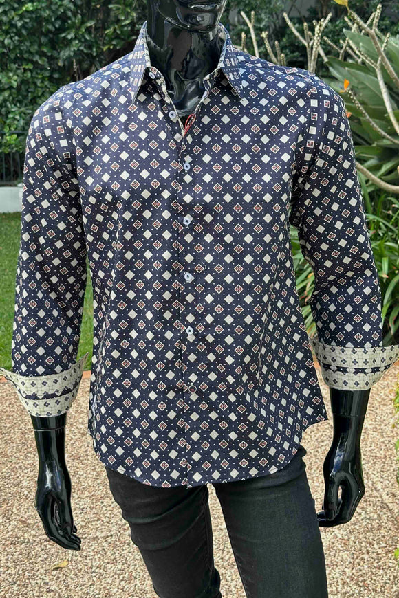 JOHN LENNON Mens Rochdale Long Sleeve Shirt - Ink, MENS SHIRTS, JOHN LENNON, Elwood 101