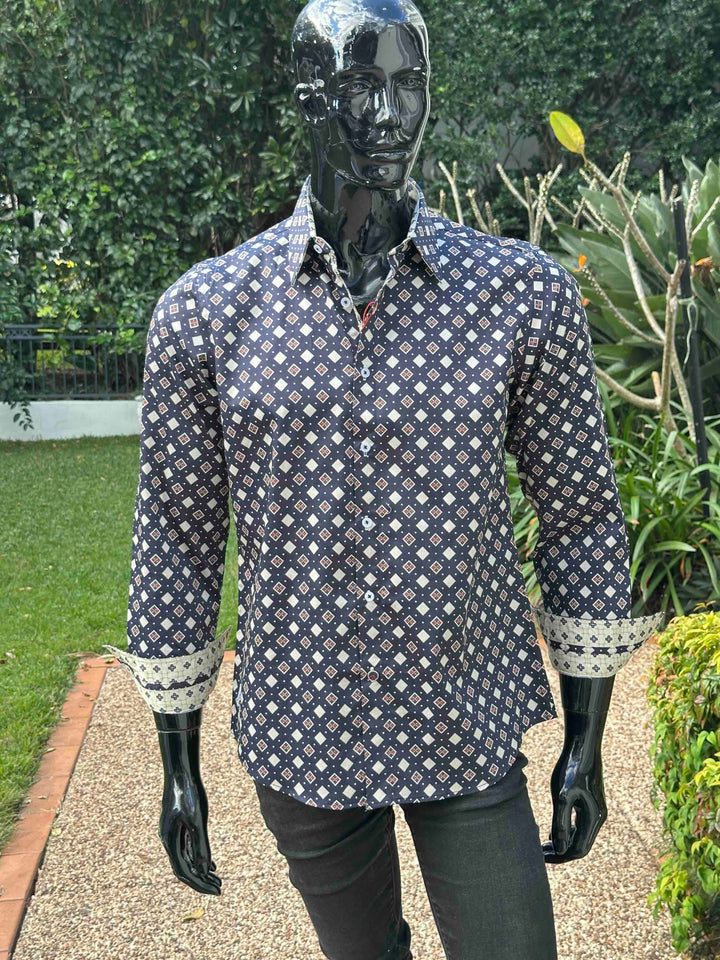 JOHN LENNON Mens Rochdale Long Sleeve Shirt - Ink, MENS SHIRTS, JOHN LENNON, Elwood 101