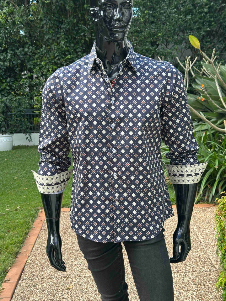 JOHN LENNON Mens Rochdale Long Sleeve Shirt - Ink, MENS SHIRTS, JOHN LENNON, Elwood 101