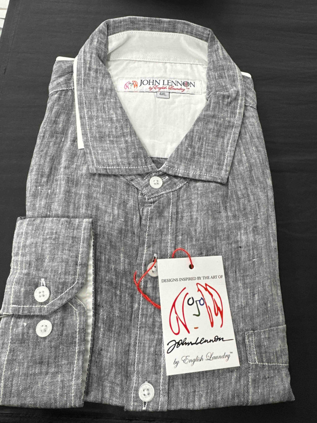 JOHN LENNON Mens Spotland Linen Long Sleeve Shirt Charcoal, MENS SHIRTS, JOHN LENNON, Elwood 101