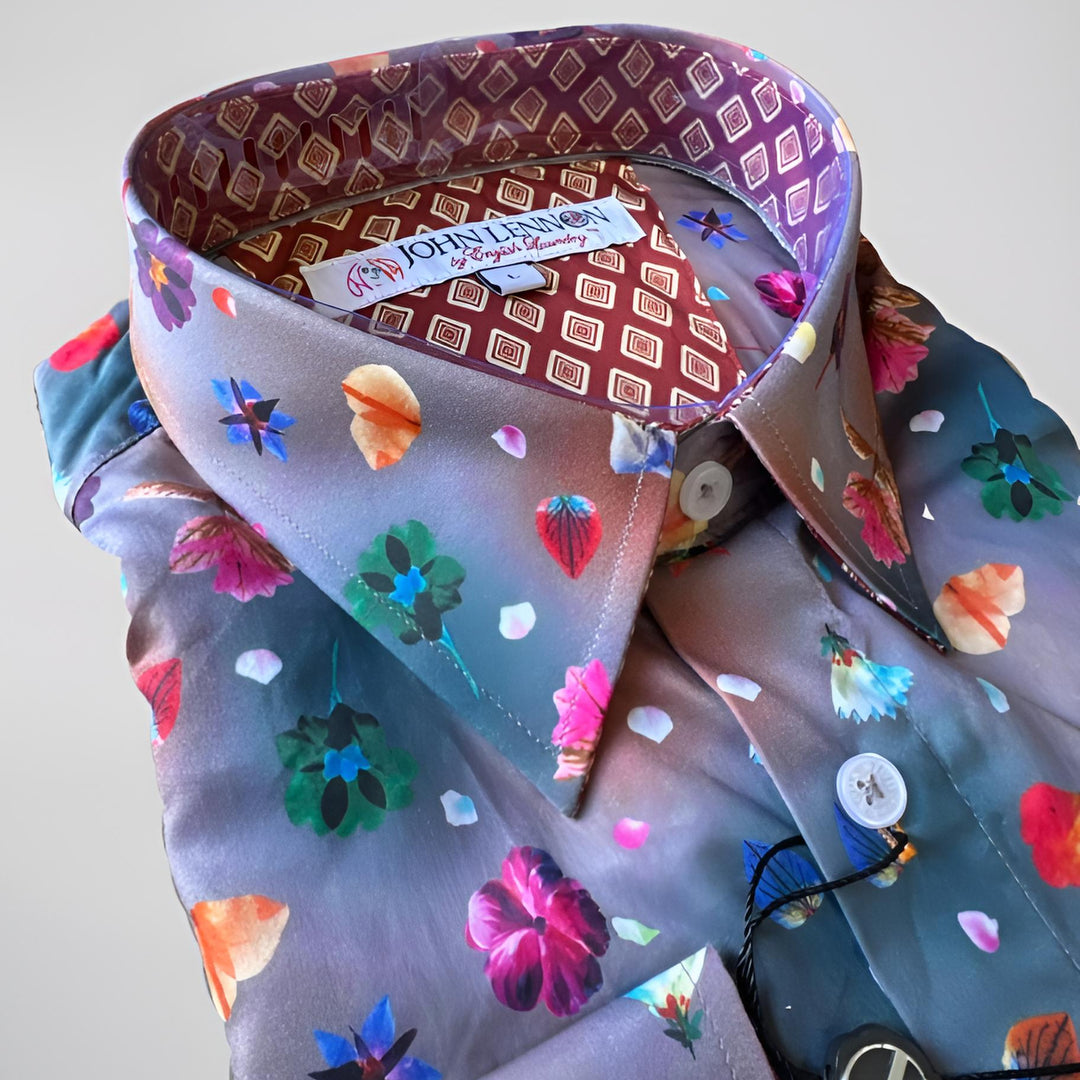 JOHN LENNON Mens Stockport Long Sleeve Shirt Mauve