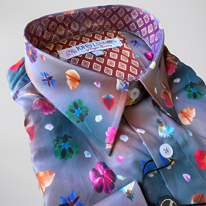 JOHN LENNON Mens Stockport Long Sleeve Shirt Mauve