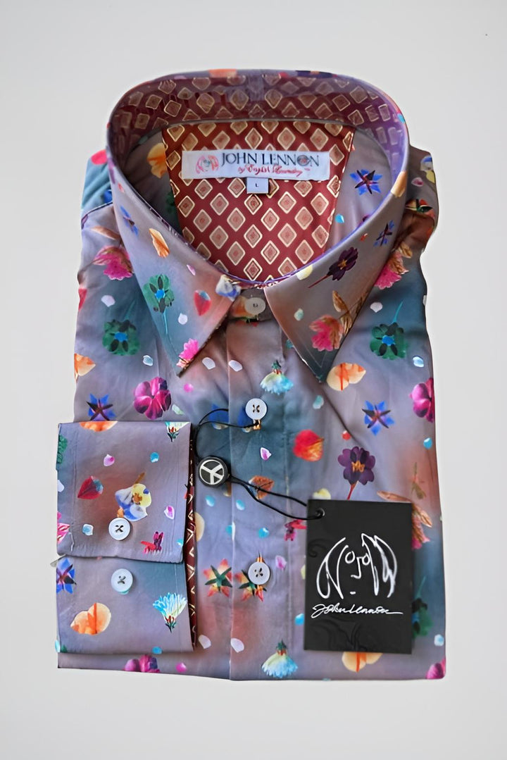 JOHN LENNON Mens Stockport Long Sleeve Shirt Mauve