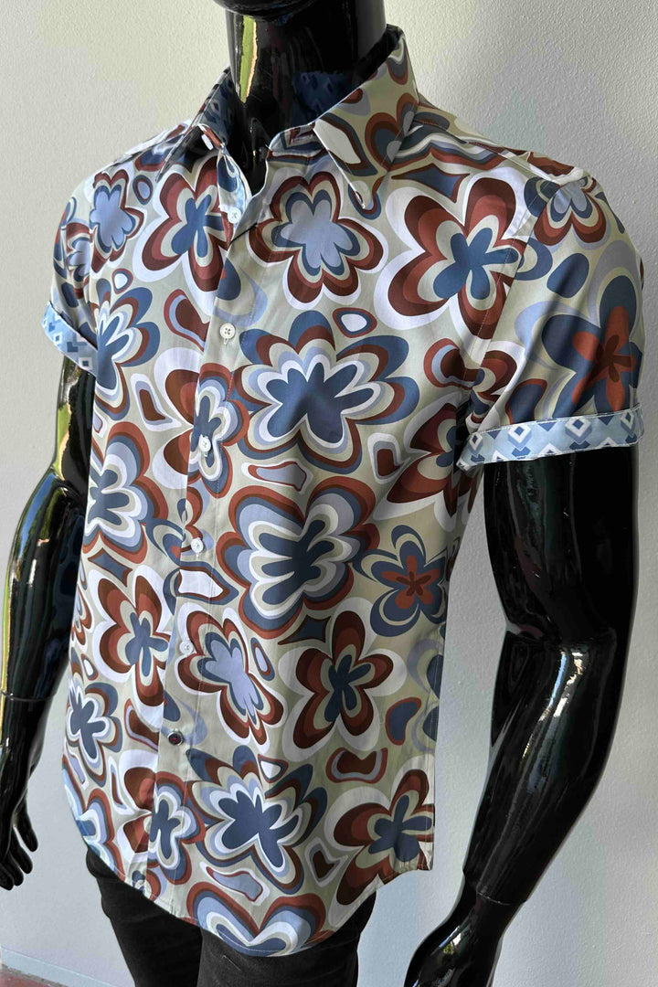 JOHN LENNON Mens Smethwick Short Sleeve Shirt in Putty