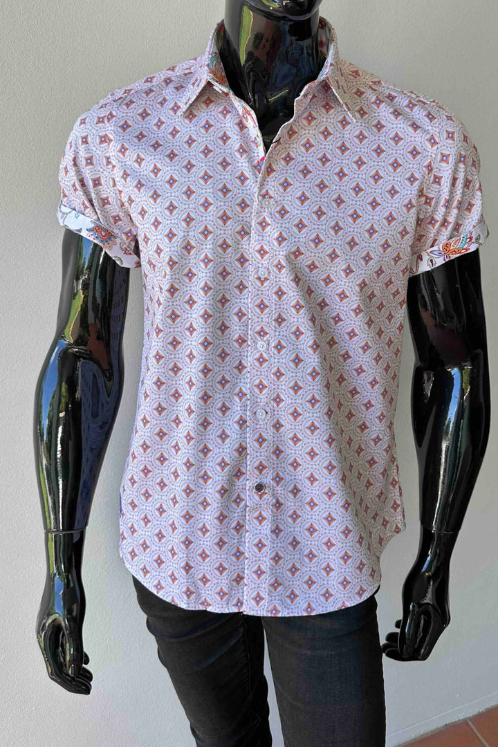 JOHN LENNON Mens Spalding Short Sleeve Shirt in Ecru