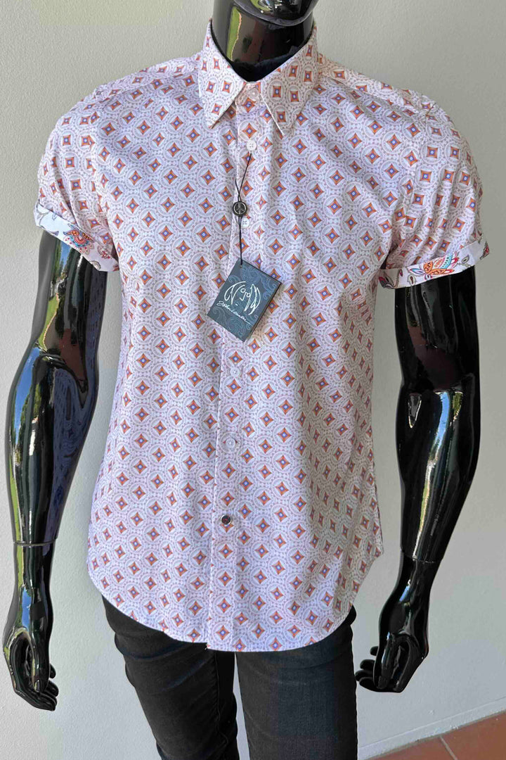 JOHN LENNON Mens Spalding Short Sleeve Shirt in Ecru