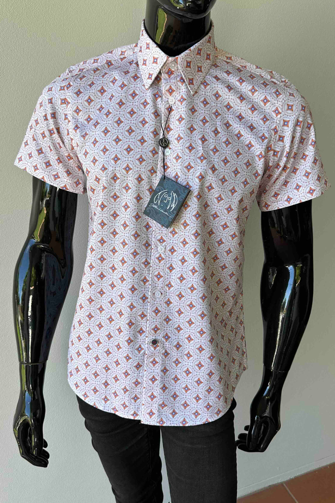 JOHN LENNON Mens Spalding Short Sleeve Shirt in Ecru