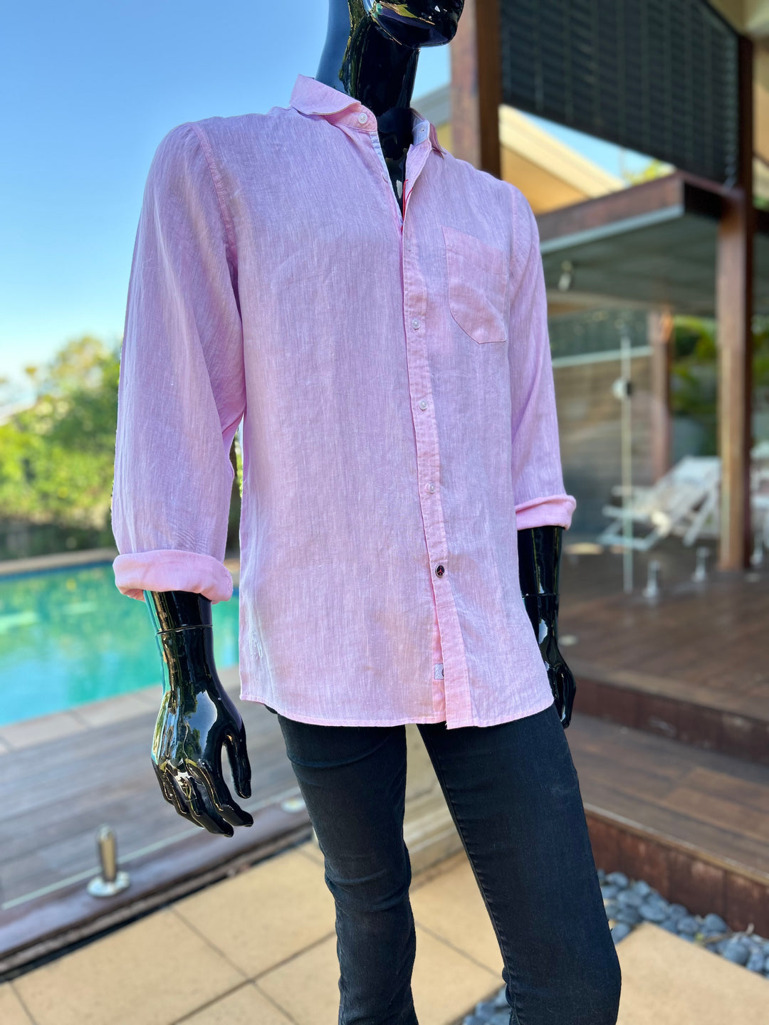 JOHN LENNON Mens Spotland Linen Long Sleeve Shirt Pink, MENS SHIRTS, JOHN LENNON, Elwood 101